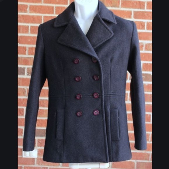 Mario De Pinto Double Breasted Black Pea Coat - Picture 1 of 6